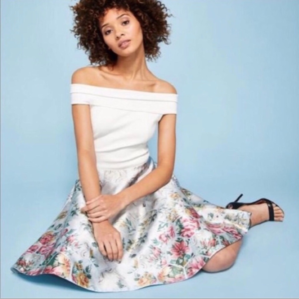 Nwt Ted Baker Atisana Patchwork Bardot Dress